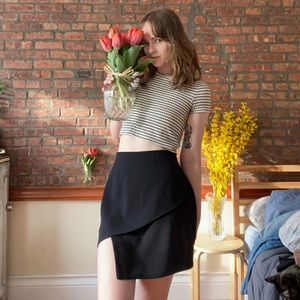 Black Asymmetrical Mini Skirt